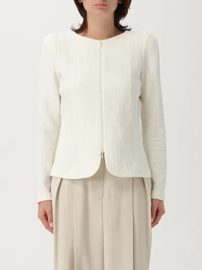 Emporio Armani Cotton Blend Blazer Jacket In White