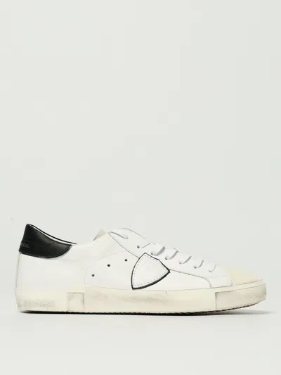 Philippe Model Prsx Low Man Blanc/bleu Sneakers In Black