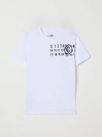 Mm6 Maison Margiela White T-shirt For Kids With Logo In White