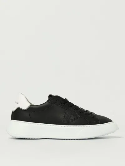 Philippe Model Black Leather Sneakers In Black