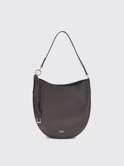 Ferragamo Medium Calfskin Shoulder Bag In Black