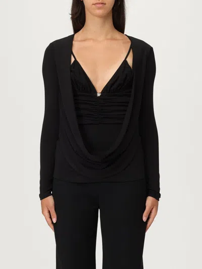 Elisabetta Franchi Crepe Jersey Sweater With Jewel Logo In Black