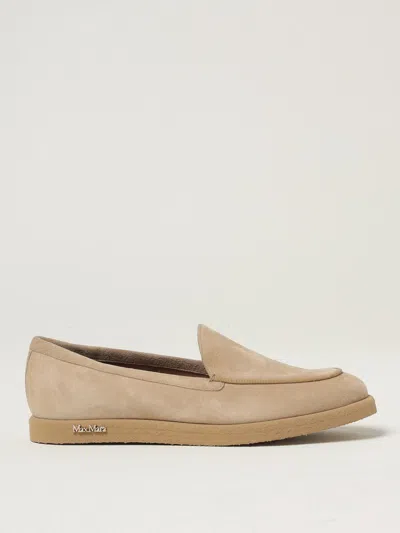 Max Mara Suede Loafers In Neutral