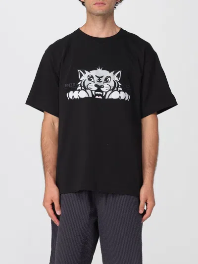 Kenzo Graphic Print Crew Neck Cotton T-shirt In Black
