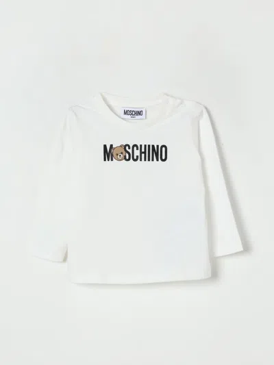 Moschino Ivory T-shirt For Babykids With Teddy Bear In White