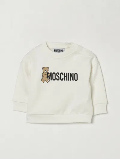 Moschino Ivory Sweatshirt For Babykids With Logo In Neutral