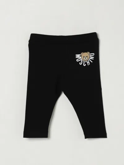 Moschino Black Leggings For Baby Girl With Teddy Bear In Black