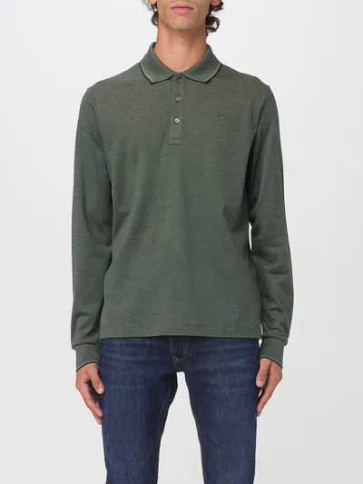 Paul & Shark Long Sleeve Tipped Polo Shirt Green In Green