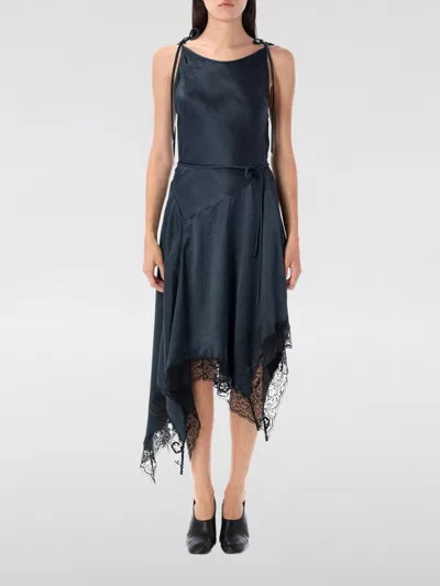 Acne Studios Satin Lace-trim Midi Dress In Blue