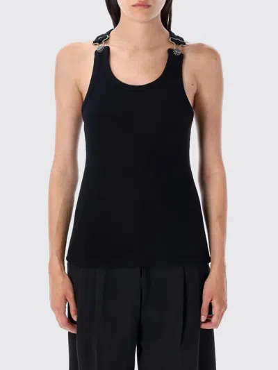 Jean Paul Gaultier Cotton Ribbed Tank Top With Lingerie Garter In Black