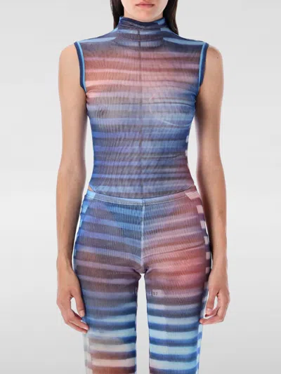 Jean Paul Gaultier Air Stripe Sheer Tulle Top In Multi