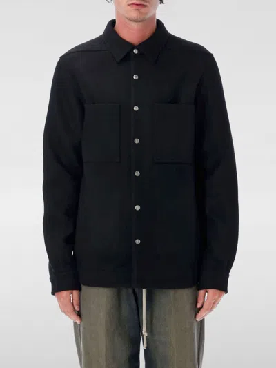 Rick Owens Black Wool Flannel Shirt In Black