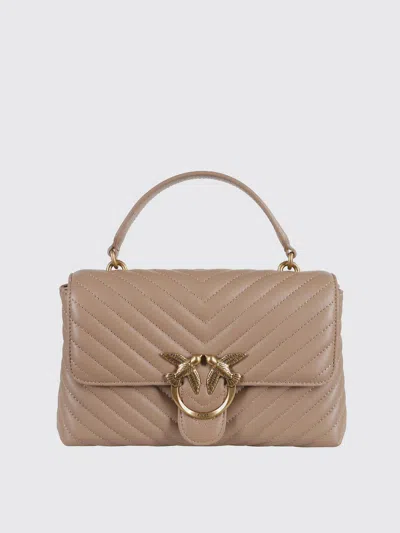 Pinko Big Lady Love Bag Puff Chevron In Gold
