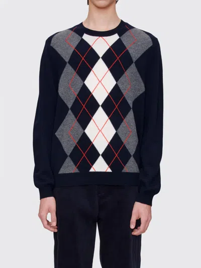 Apc A.p.c. Diamond Pattern Crewneck Sweater In Blue