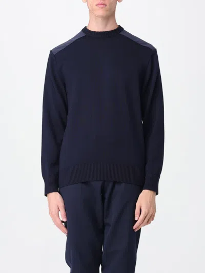 Paul & Shark Maglia Girocollo In Fresco Cotone Con Dettagli In Lino In Blue