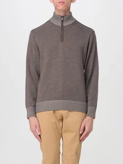Paul & Shark Soft Cool Touch Wool Half Zip Sweater In Brown