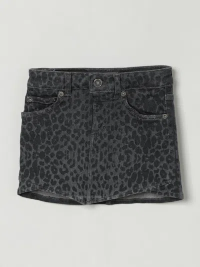 Dondup Leopard-print Denim Skirt In Gray