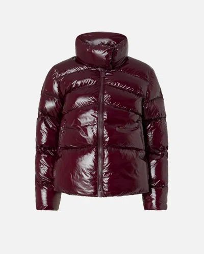 Pinko Doudoune Caban En Nylon Cristal In Burgundy