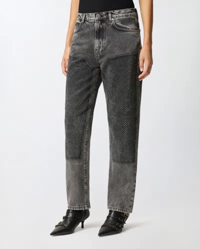 Pinko Grey Jeans With Rhinestone Applications