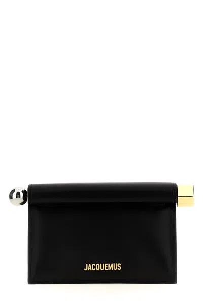 Jacquemus La Pochette Rond Carre Leather Clutch In Black