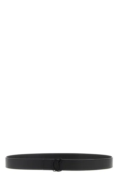 Christian Louboutin Adjustable Mooncrest Reversible Belt With Smooth Finish In Black