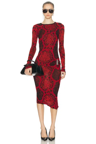 Attico Python Printed Viscose Blend Midi Dress In Red
