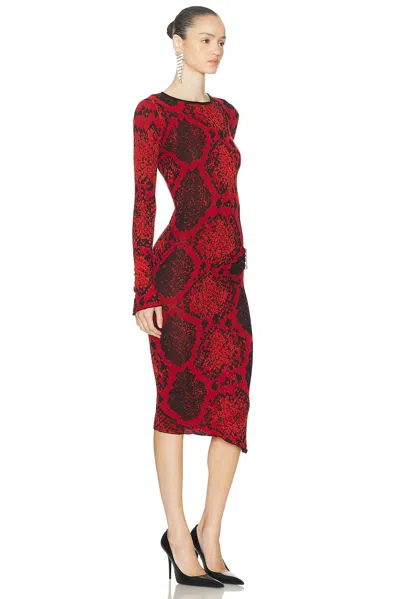 Attico Python Printed Viscose Blend Midi Dress In Red