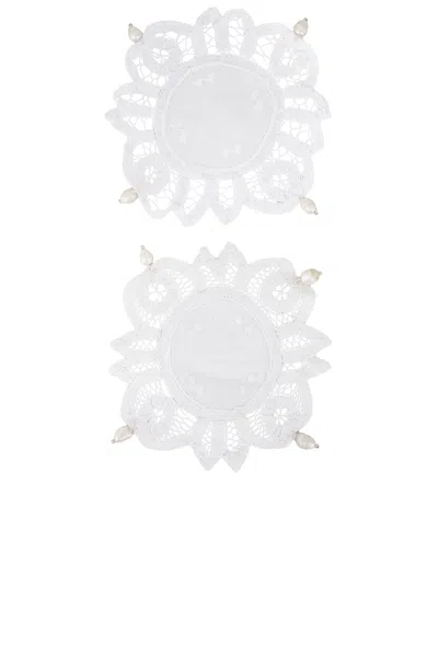 Gohar World Lace Pearl Coasters In White