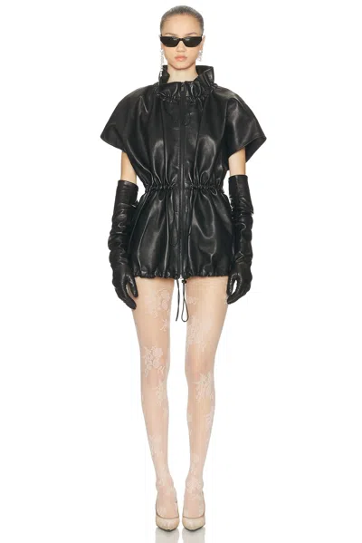 Magda Butrym Elasticized Leather Peplum Jacket In Black In Black