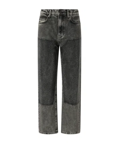 Pinko Grey Jeans With Rhinestone Applications In Black