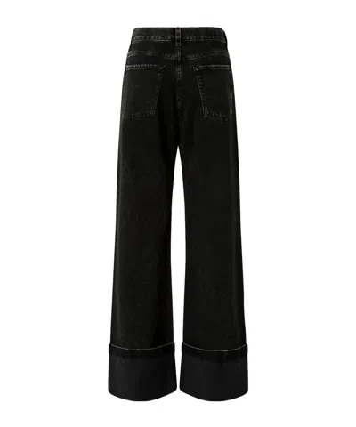 Pinko Wide-leg Jeans In Black Denim In Black