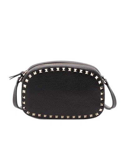 Valentino Garavani Valentino Rockstud Mini Grainy Leather Crossbody In Black