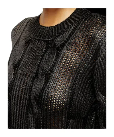 Diesel Cable Knit Crewneck Sweater In Black