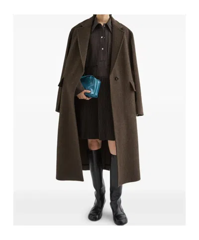 Jil Sander Mélange-effect Coat In Brown
