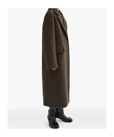 Jil Sander Mélange-effect Coat In Brown