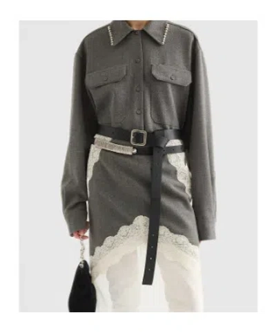 Jil Sander Wool Canvas Shirt In Gray