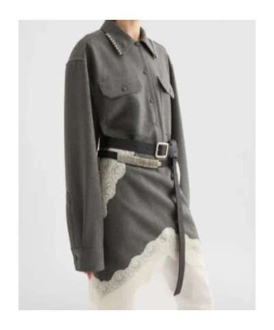 Jil Sander Wool Canvas Shirt In Gray