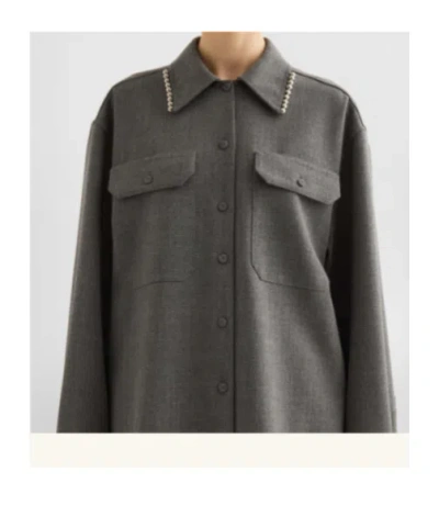 Jil Sander Wool Canvas Shirt In Gray
