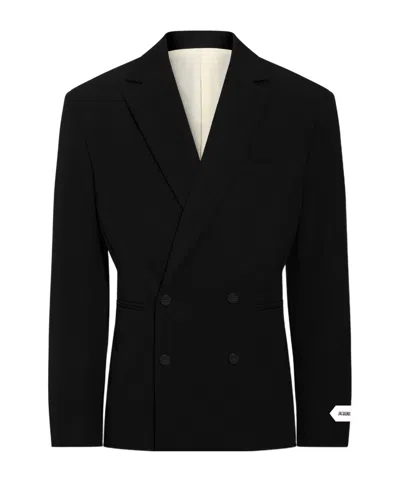 Jacquemus Fernando Double-breasted Padded-shoulder Blazer In Black