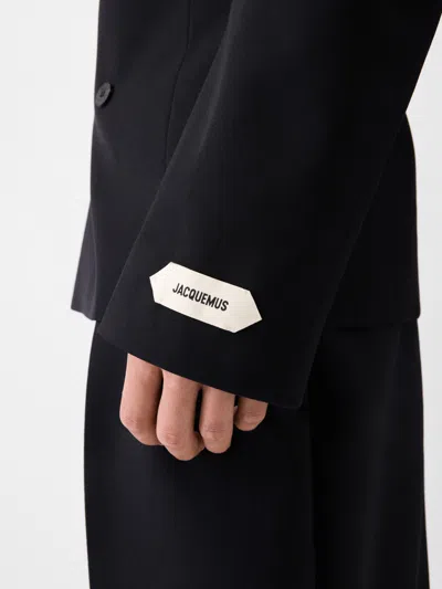 Jacquemus Fernando Double-breasted Padded-shoulder Blazer In Black