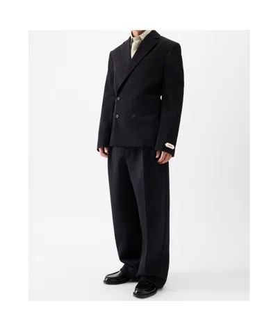 Jacquemus Fernando Double-breasted Padded-shoulder Blazer In Black