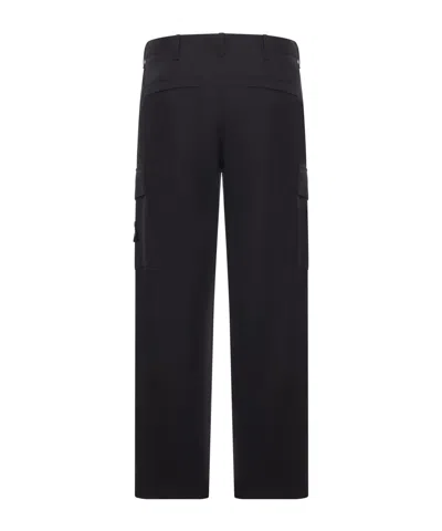 Stone Island Cotton Cargo Trousers In Black