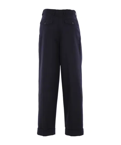Dries Van Noten Partan Pleated Trousers Cuffed Hem In Blue