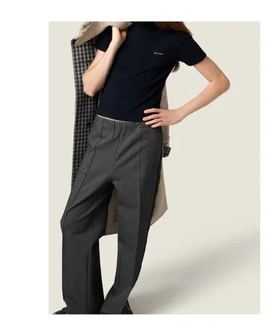 Miu Miu Cashmere Short-sleeve Sweater In Black