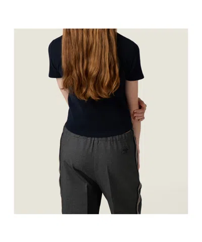 Miu Miu Cashmere Short-sleeve Sweater In Black