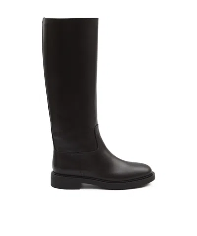 Gianvito Rossi High Leather Boots With Gold Back Detail In Black