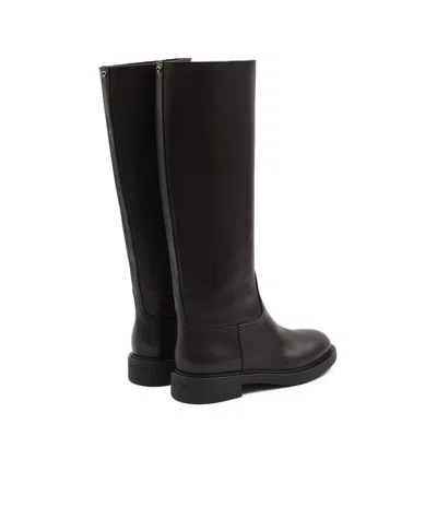Gianvito Rossi High Leather Boots With Gold Back Detail In Black