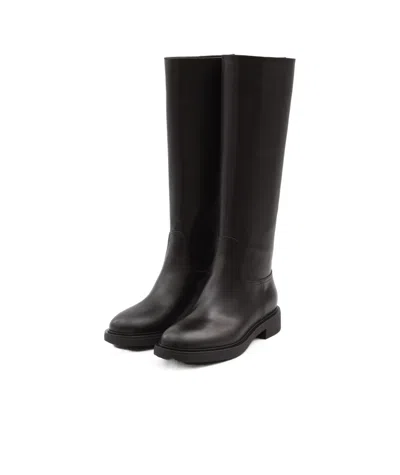 Gianvito Rossi High Leather Boots With Gold Back Detail In Black