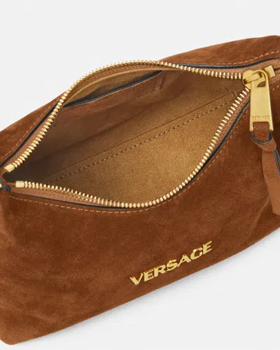 Versace Tag Shoulder Bag In Brown