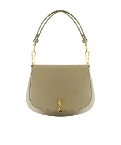 Saint Laurent Mini Voltaire Calfskin Leather Shoulder Bag In Brown